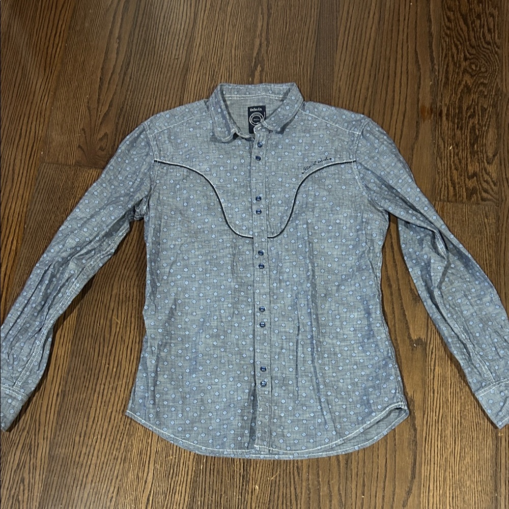 Diesel Gray Button-Up Shirt western yoke shirt with snap up buttons L